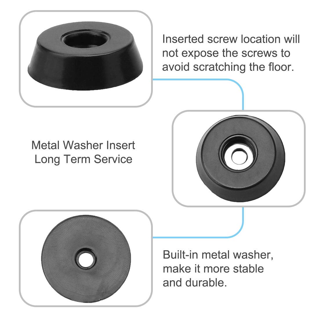 sourcing map 9 stuks Rubberen voeten, bumpers, snijplankpads met metalen schijf D18 x 15 x H5 mm D17x13xH13mm
