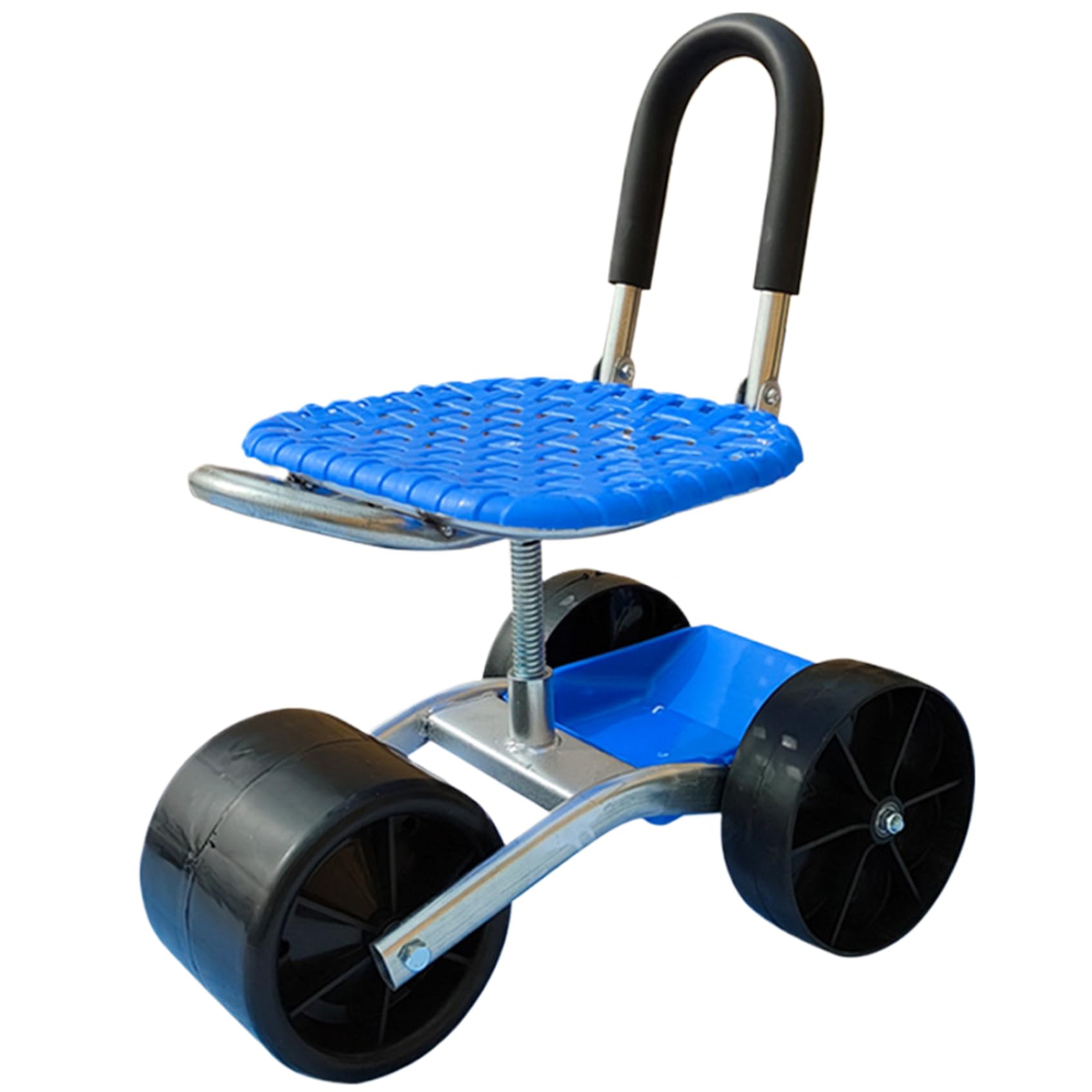Siège de jardin avec roues robuste : tabouret de jardin à hauteur réglable avec dossier