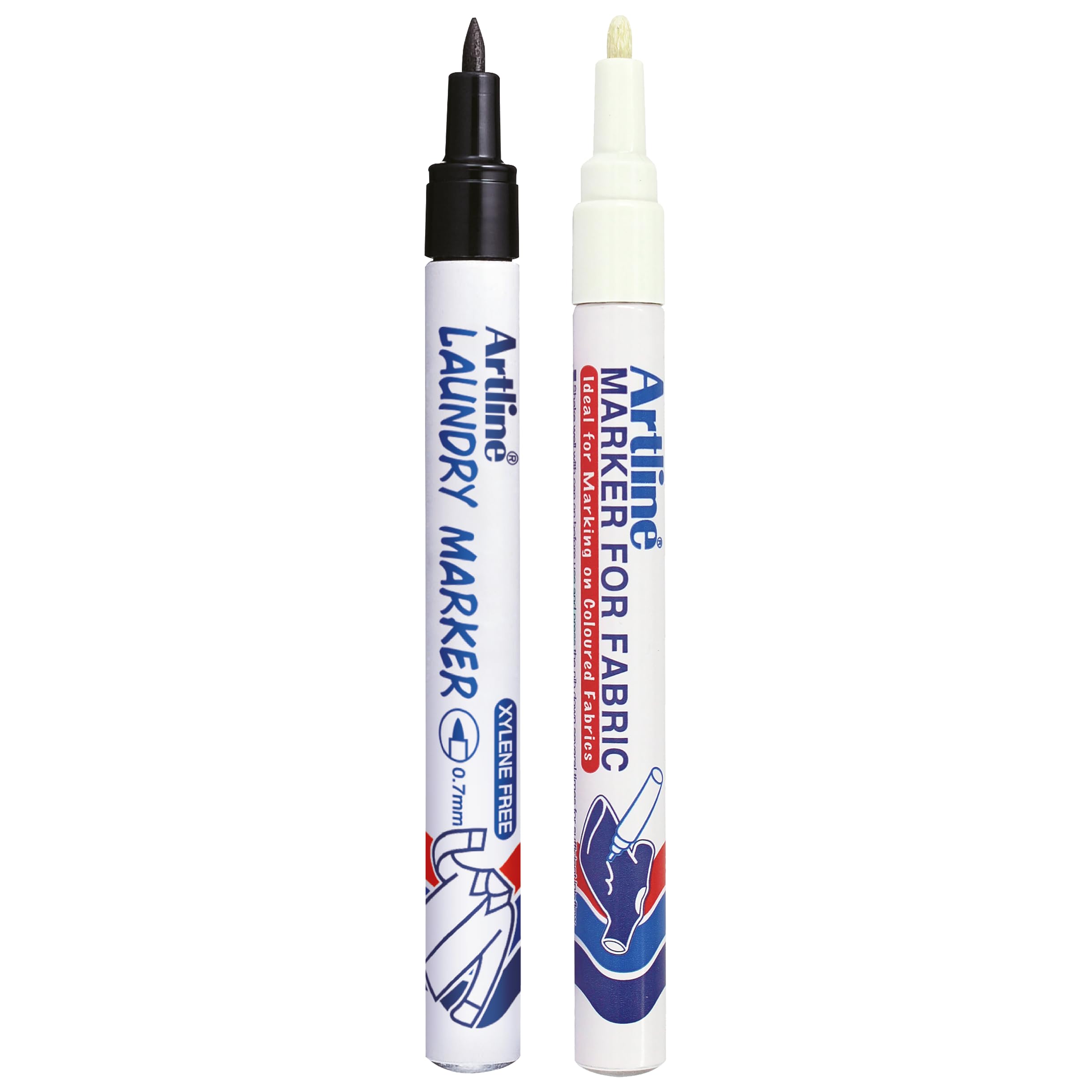 Artline Fabric Marker Pens for Clothes - Black Laundry Marker and White Marker for Dark Materials - Fast Drying Ink - 0.8mm and 1.3mm Bullet Tips - Ideal for-image-17