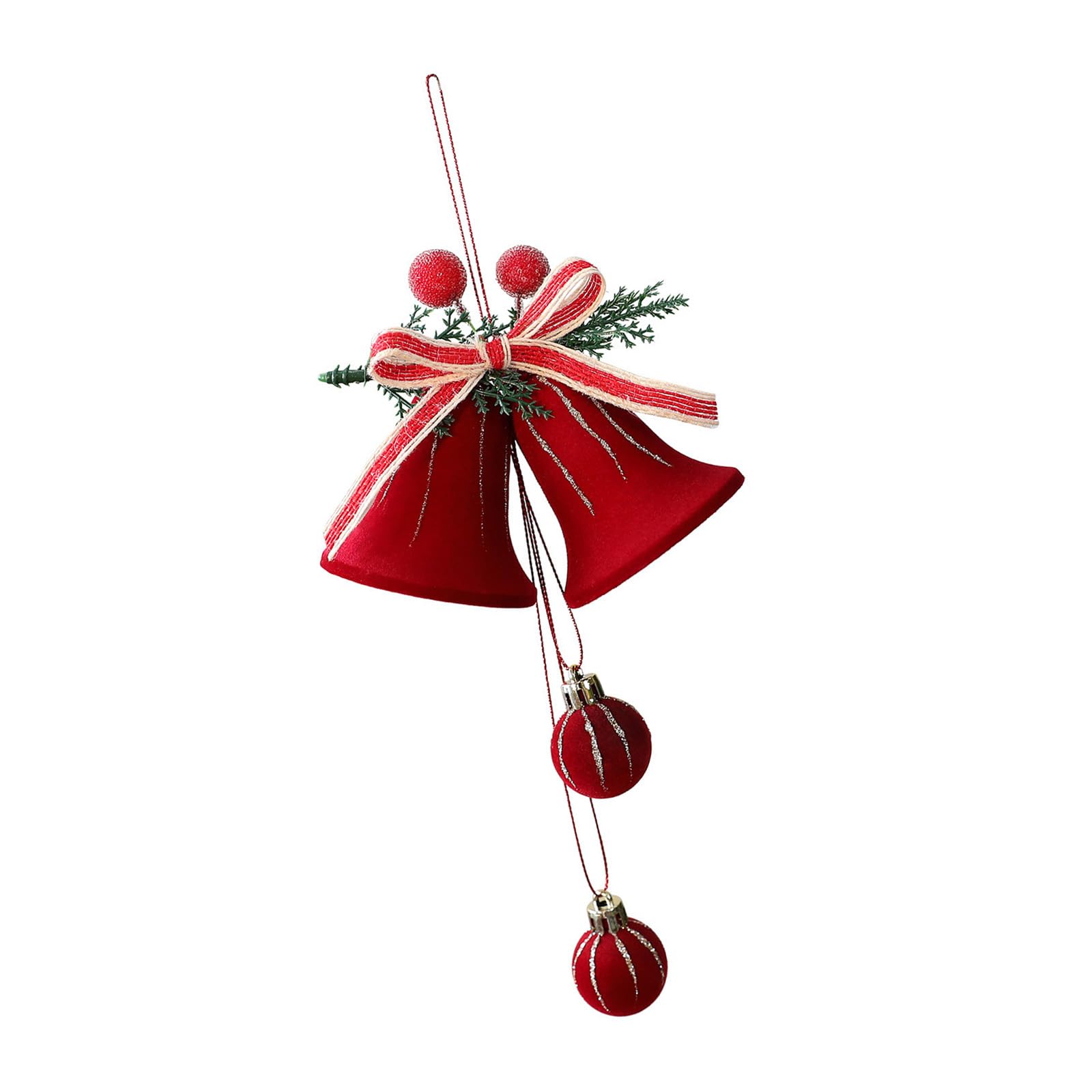 Nucelit Velvety Holiday Bells Ornaments Shatterproof Christmas Tree Decoration for Wreath Mantel Window Festival Tree Christmas Decorations
