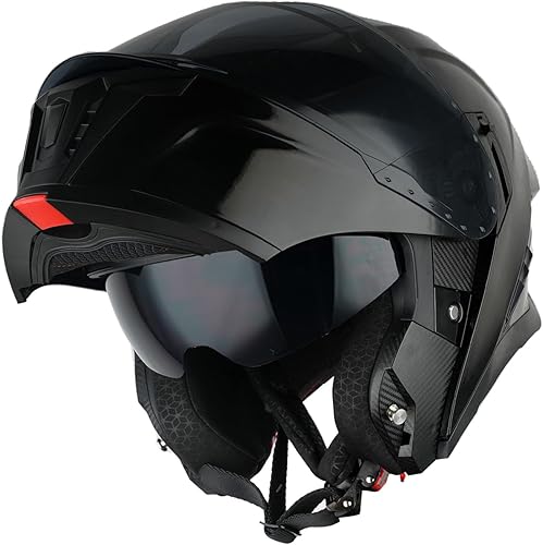 Miniatura 7 de 1Storm Casco integral modularabatible con doble visera y protección solar para motocicleta de calle + Un escudo transparente adicional KT928