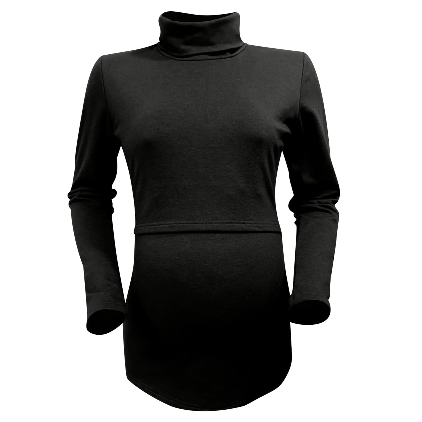 Umstandsmode Stillpullover Damen Fleece Warm Langarmshirt Umstandspullover Stillpulli Baumwolle Stretch Thermounterwäsche Slim Fit Rollkragenshirt Stehkragen Unterziehrolli Stilltop Schwanger Tops