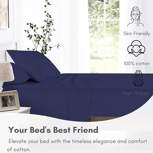 Miniatura 5 de Sábanas de algodón egipcio de 1000 hilos, 4 piezas, 100% algodón de fibra larga, 100% algodón de 18 pulgadas de profundidad, tamaño matrimonial XL,