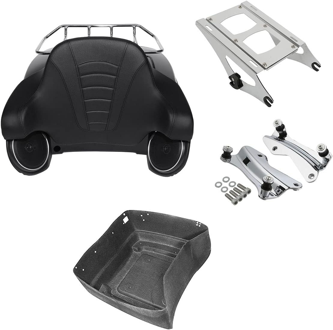 TCMT King Motorcycle Trunk Box Backrest Luggage Rack 2 Up Mount Rack Docking Speakers Fit For Harley 2014-2025 Touring CVO Road King Road Glide Street Glide Electra Glide Pack