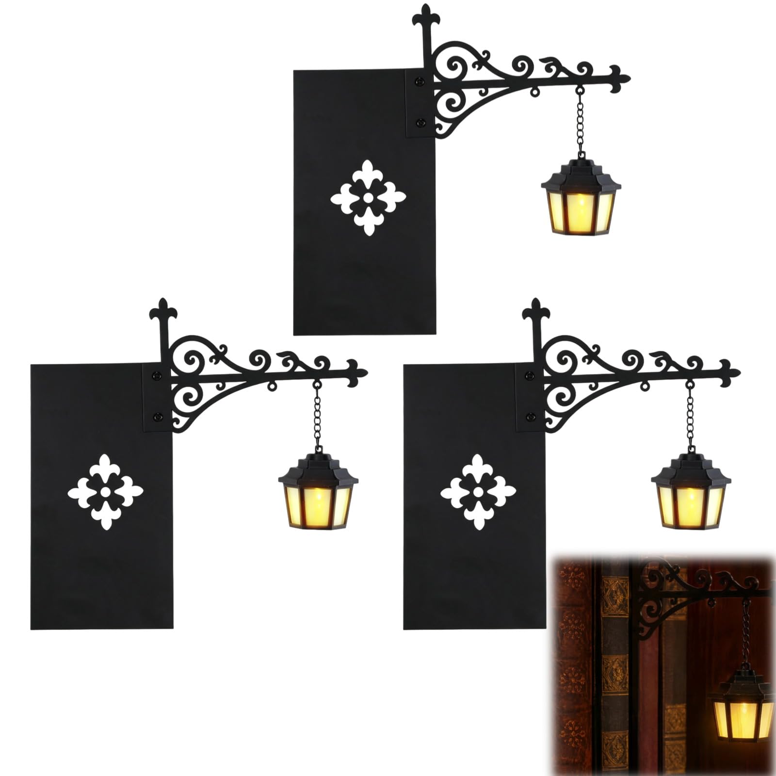 Library Lantern Bookshelf Lamp Book Nook Light Warm LED Nightlight