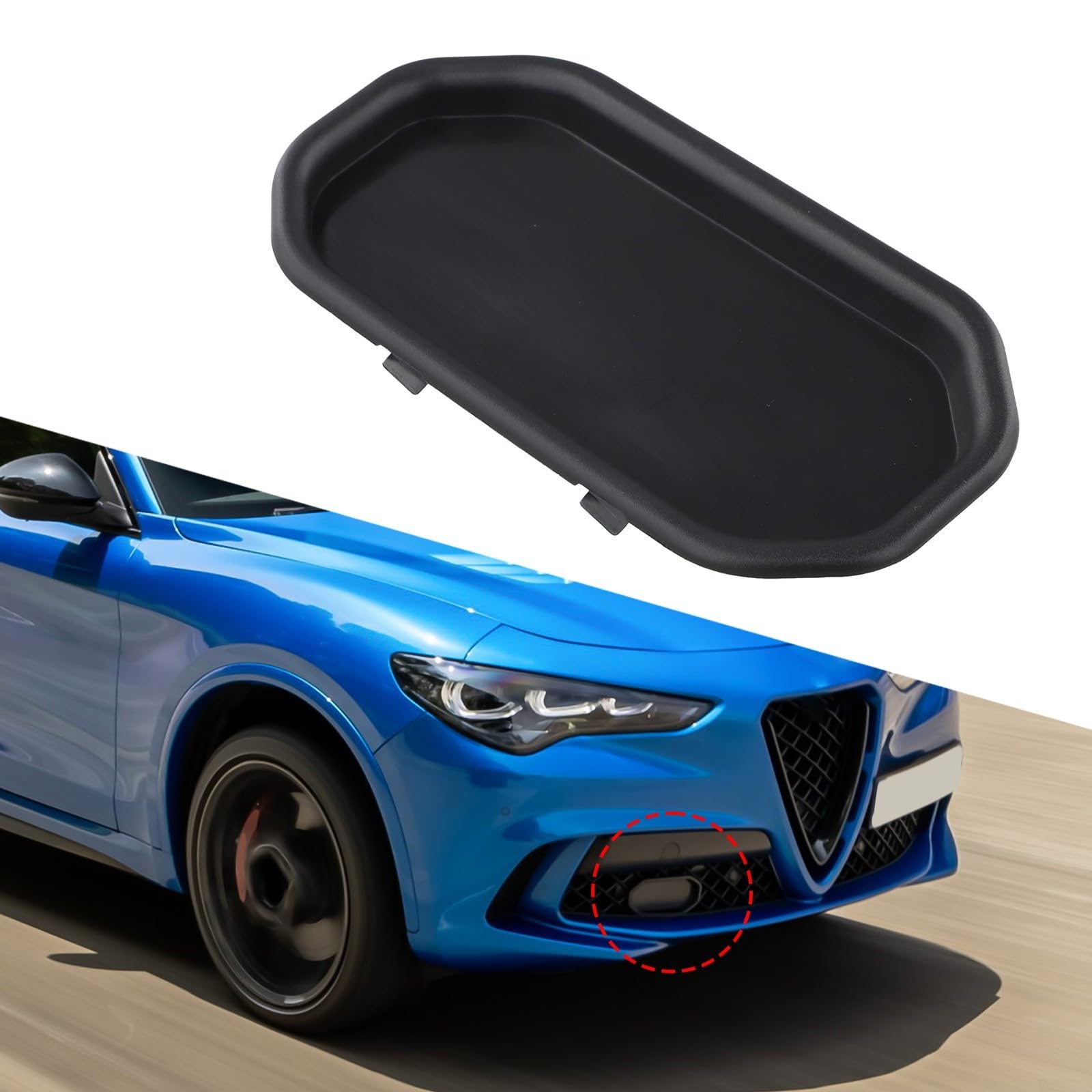 Tappo sensore griglia paraurti 156126159 per Alfa & Romeo per Stelvio 2017-2024 Direct Fit Ricambio Esterno in Plastica Parte OEM Compatibile Accessorio Anteriore