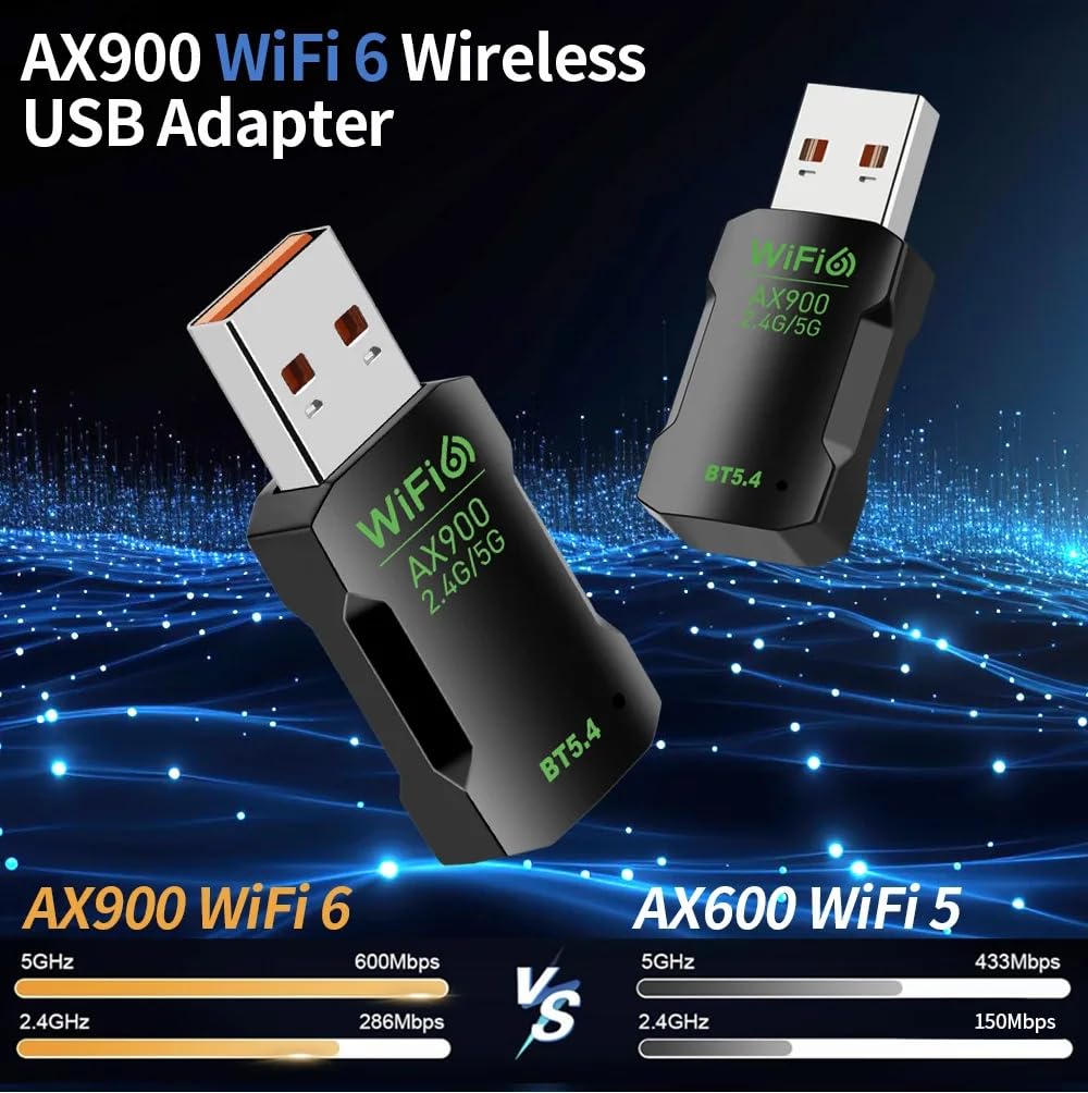 Adapter WiFi 6 900 Mbps, 2 w 1, USB Bluetooth 5.4, karta sieciowa 2,4 G, 5G, bezprzewodowy odbiornik USB, bezpłatny sterownik do komputera