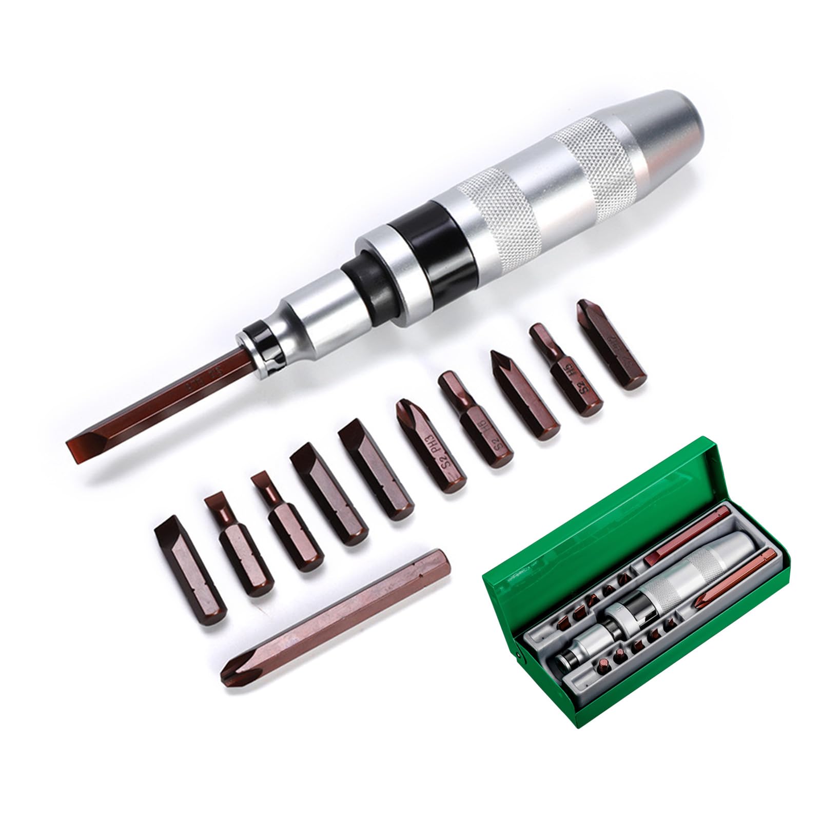 Pffiocix Manual Impact Screwdriver Set, Rusted Screws, Sturdy, Corrosive Screws, Rusted Bolts, Slotted Bit Set Of 13