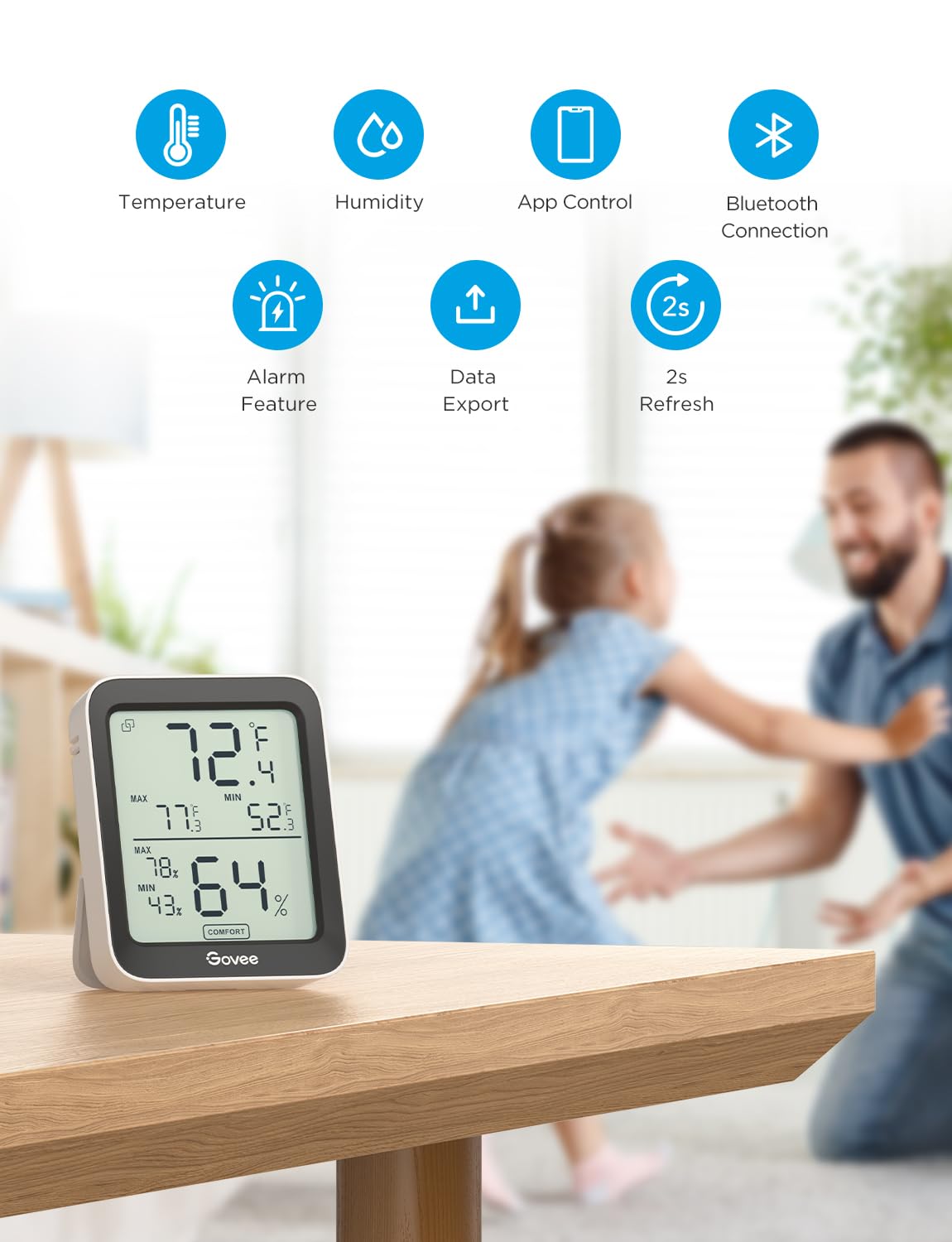 Govee Room Thermometer Hygrometer, Bluetooth Digital Indoor Humidity Meter with Smart Alert and Data Storage, Temperature Monitor for Baby Greenhouse - 4
