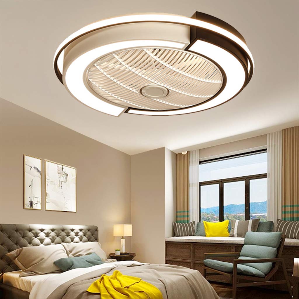 Lampada A Soffitto LED Con Ventilatore Integrato 36Wx2 - Dimmerabile Con Telecomando, 3 Velocità, Silenzioso, Design In Legno E Acrilico - Ø50cm, Per Camera Da Letto E Soggiorno