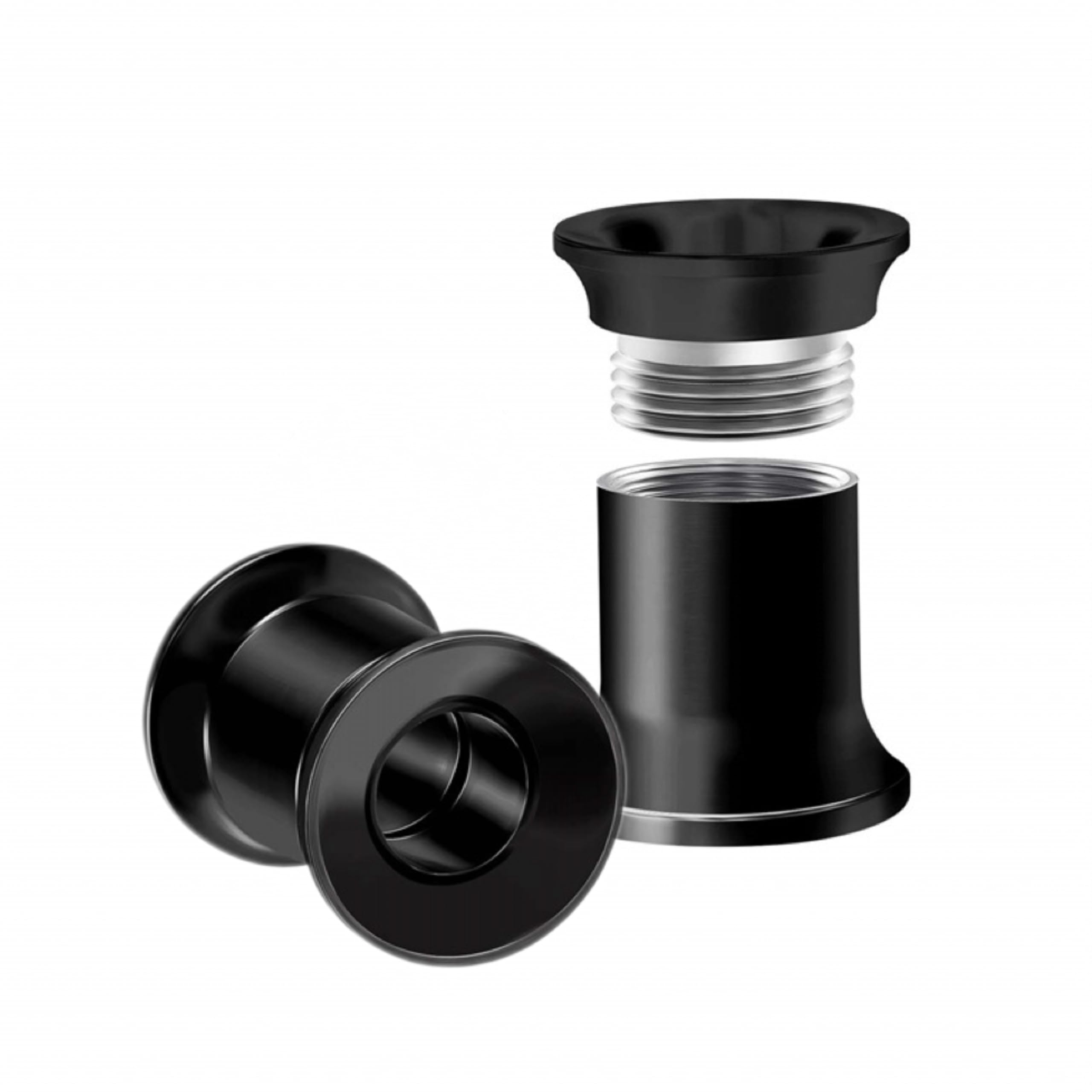 YEOSMINE Gauges for Ears, Internally Threaded Stainless Steel Black Double Flared Tunnel Piercing Jewelry Stretcher Ear Plug Earring Lobe Tunnel for