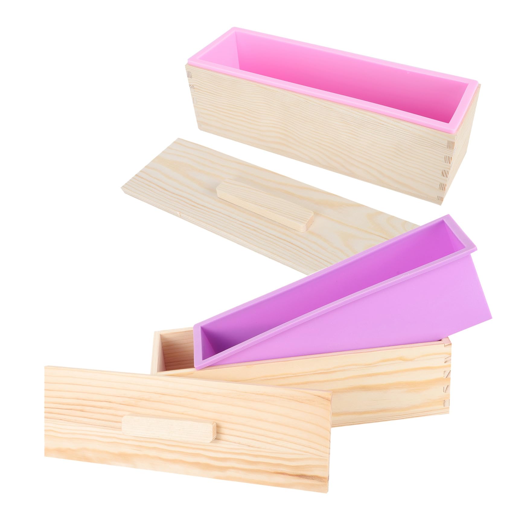 Molde para Pan Rectangular de Madera 2 Piezas con Tapa Molde para Tostadas Antiadherente para Horno Caja Multiusos para Hornear Pan y Jabón Artesanal Utensilios de Cocina Hogar
