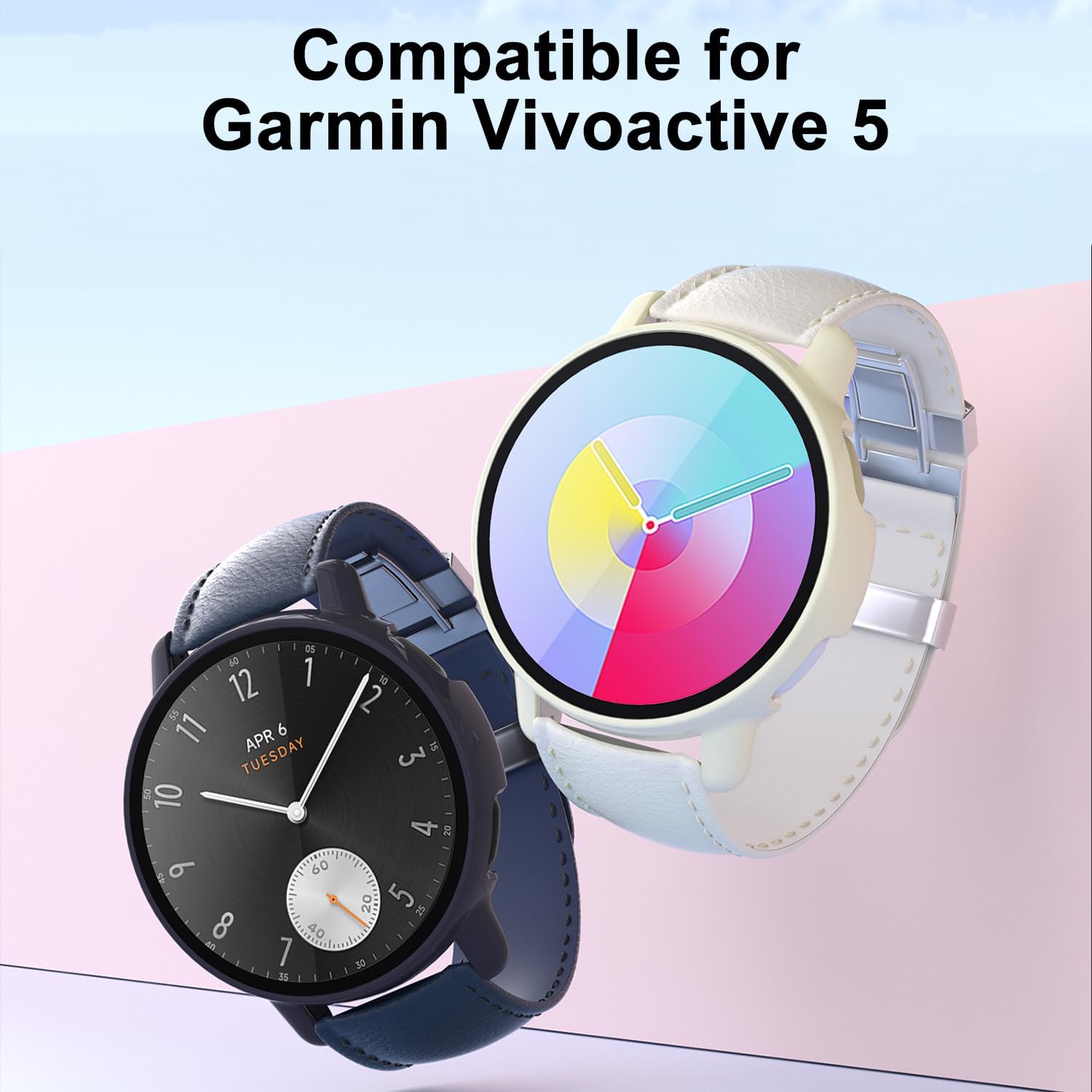 8 Pack Case for Garmin Vivoactive 5 Screen Protector, Hard PC Bumper Overall Protective Tempered Glass Cover Accessories for Garmin Vivoactive 5 SmartWatch