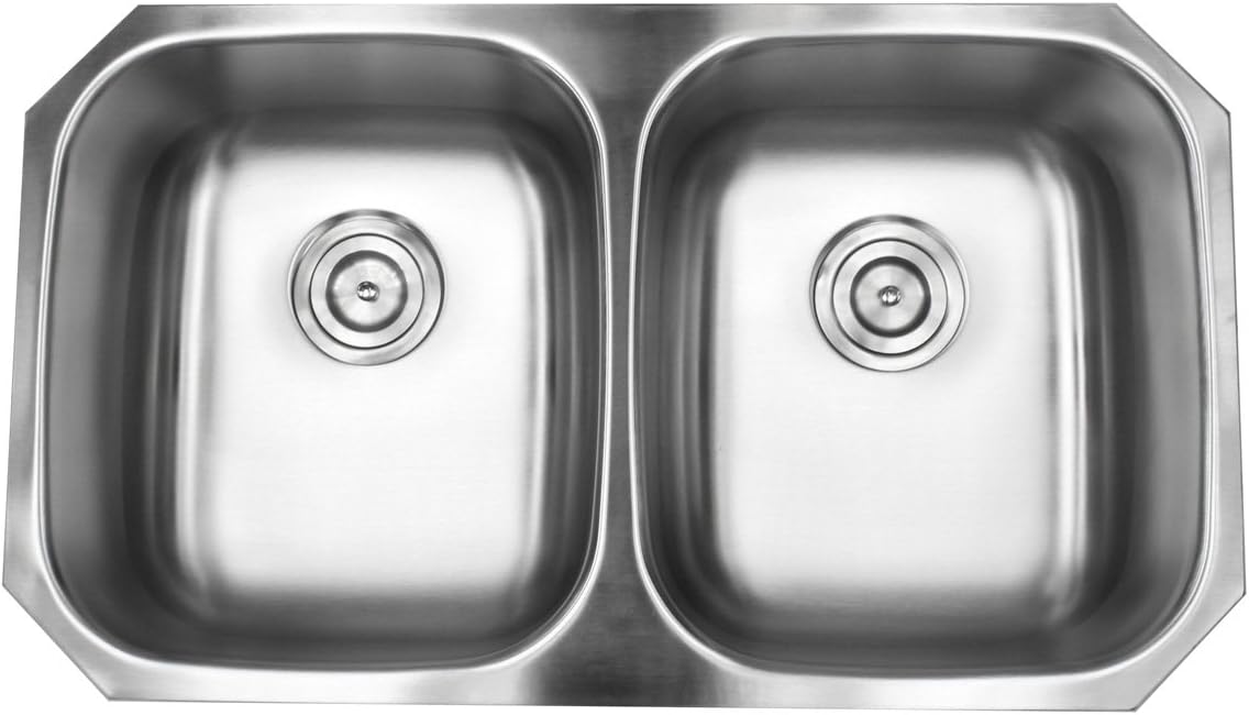 18-904 32 inch Undermount 5050 Double Bowl 18 Gauge Stainless Steel Kitchen Sink,
