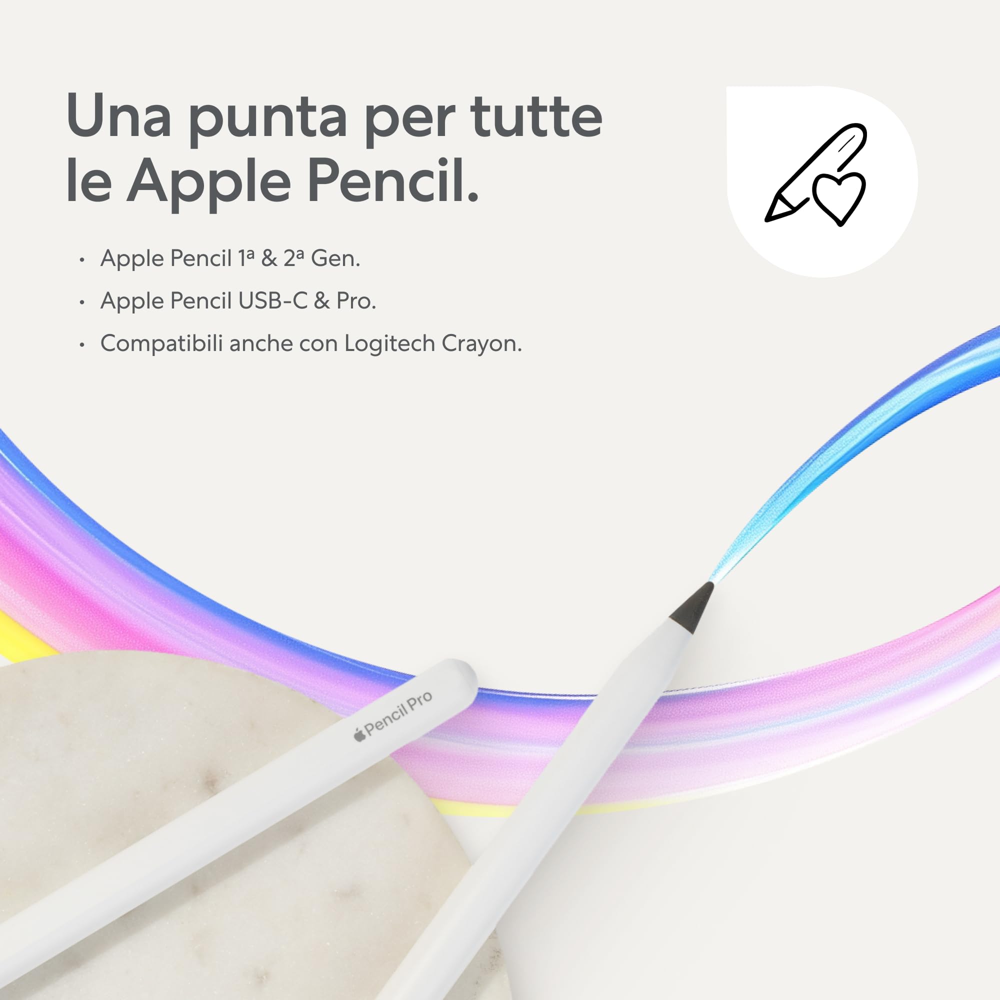 Paperlike® Pencil Tips (4X) per Apple Pencil 1ª & 2ª Gen, USB-C & PRO, 10x più durevoli