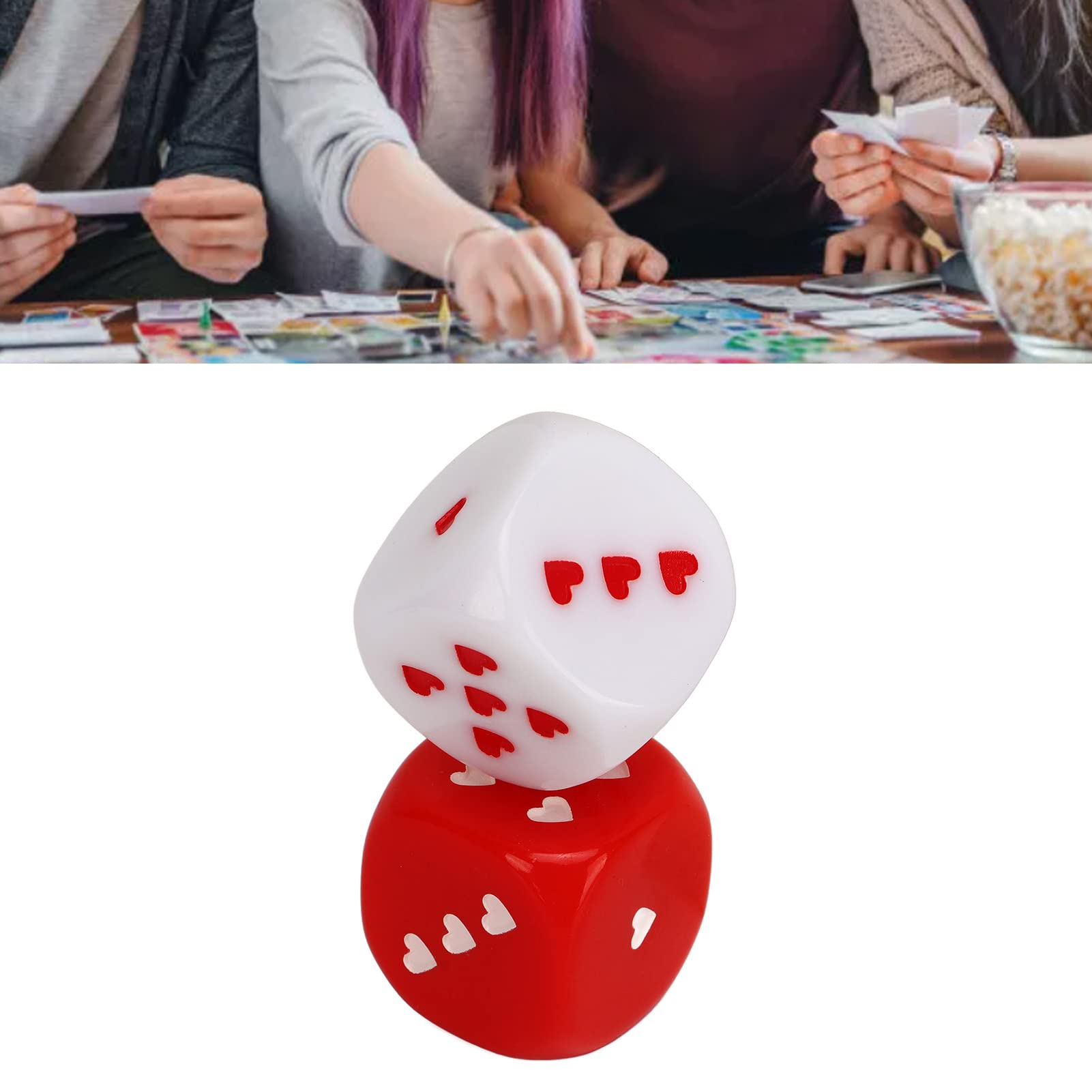Dilwe Zestawy Kości, 5 par Kości 25 Mm w Kolorze Czerwono-białym z Sercem, nowość Funny Party Favor dla Gry Klubowej na Stole, Przenośne i Modne