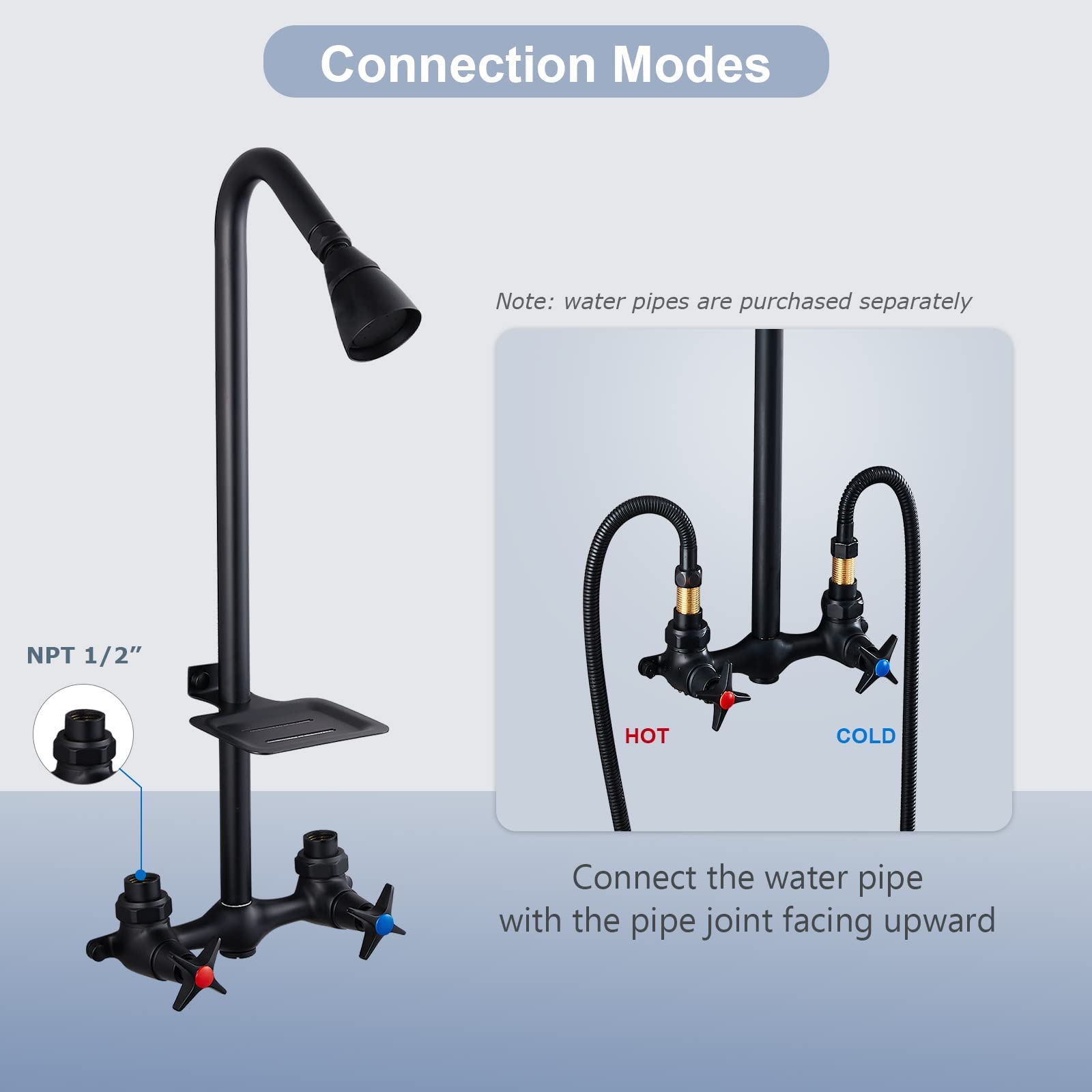 Aolemi Outdoor Shower Kit Matte Black Wall Mount Exposed Shower System