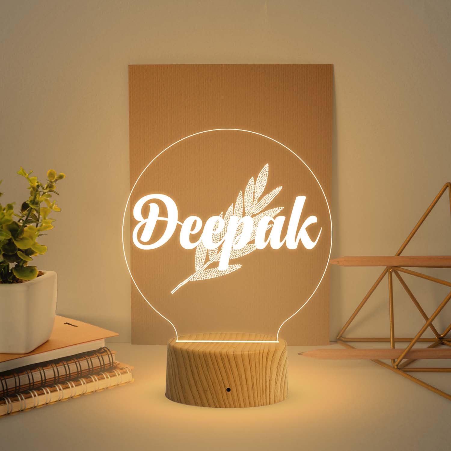 Gift Me Bazar Personalized Name Night Light | Custom Lamp | Unique Birthday Gift | Customized Gift for Anniversary Gift | Gifts for Birthday | Warm White Light with USB Powered