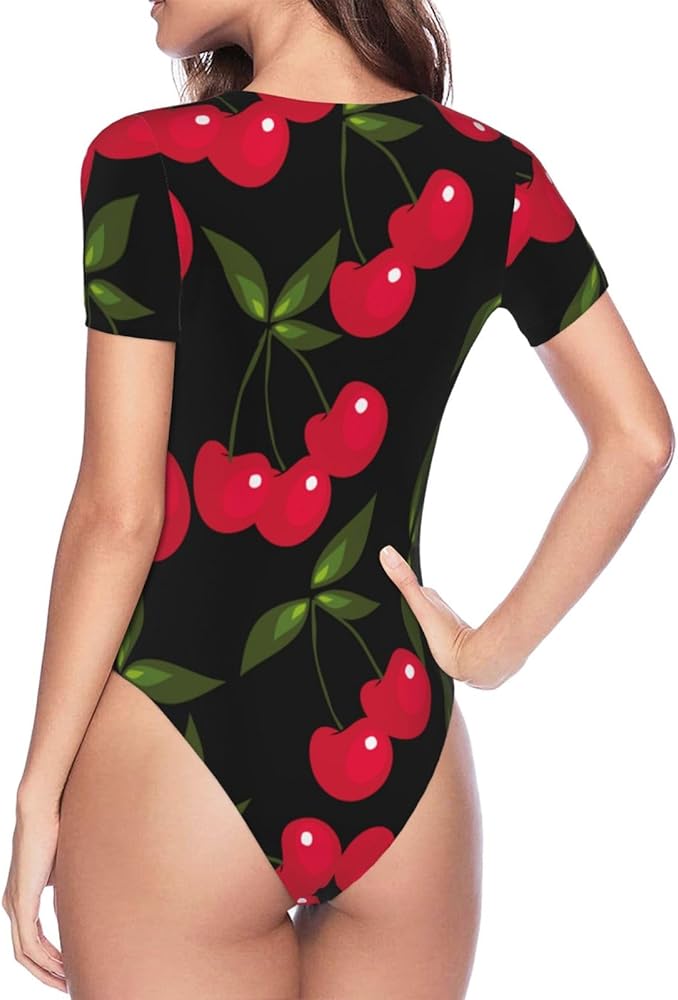 美品♡Cherry Pattern Mini One-Piece Amazon.com: Kuilepa Cherry Print Women'S Bodysuit Short Sleeves