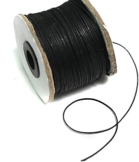 Beadsnfashion कॉटन कॉर्ड रोप स्ट्रिंग ब्लैक ब्रेसलेट नेकलेस बीडिंग DIY हैंडमेड क्राफ्ट थ्रेड स्ट्रिंग के लिए, साइज़ 0.5mm, 100 मीटर का पैक