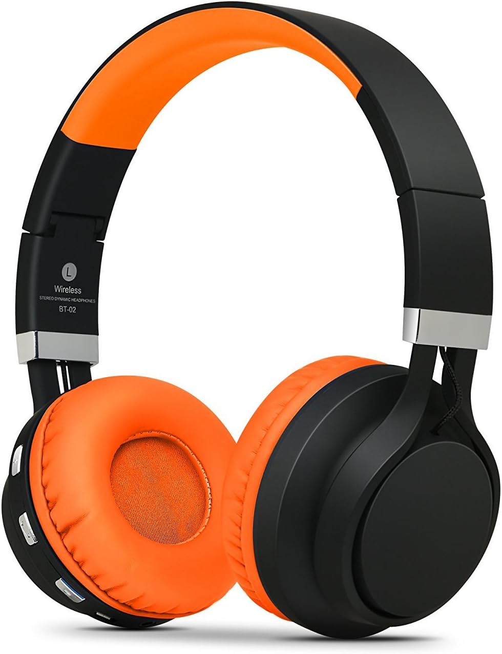 Kanen BT02 Foldable Stereo Wireless Bluetooth Headphones Headset Over Ear Headphones With Microphone (Black/Orange)