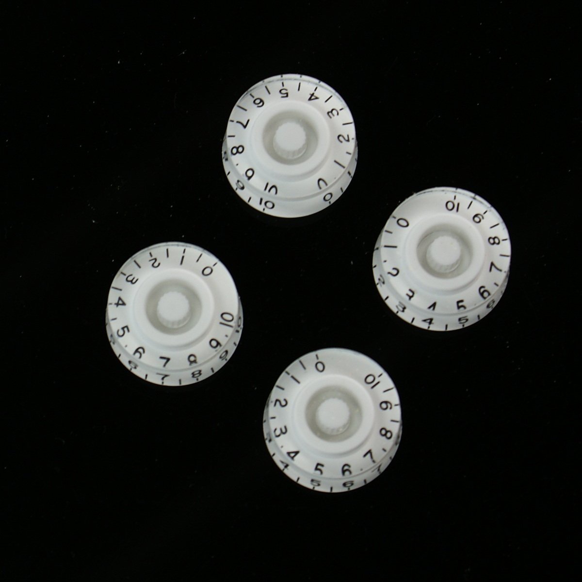 Set of 4 Guitar Speed Knob Amber WHITE with Black Type
