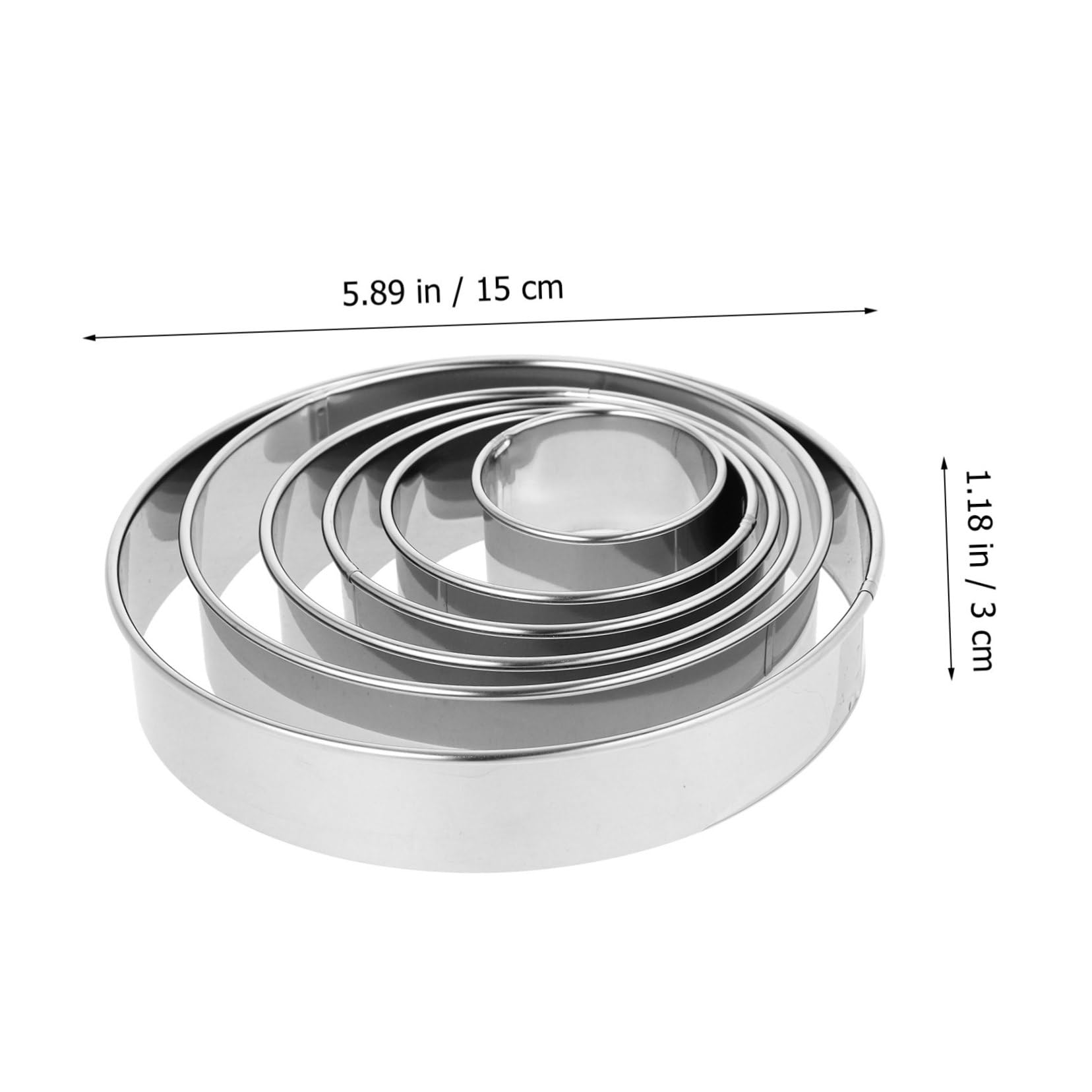 COLLBATH 6Pcs Stainless Steel Cake Ring Mousse Mold Non Stick Round Cake Cutter for Baking Lightweight Kitchen Tool Pastries for DIY Baking Projects