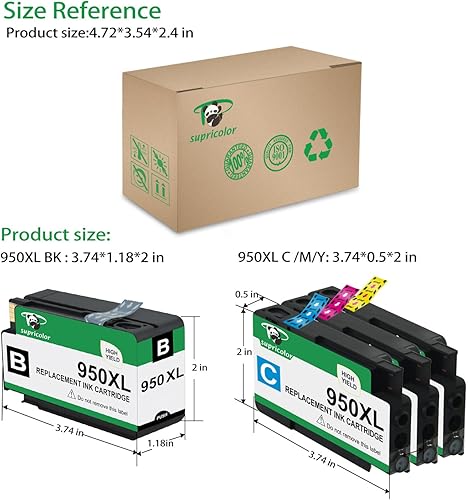 Miniatura 3 de Supricolor Cartuchos de tinta compatibles 950xl 951xl, paquete de 5 cartuchos de tinta 950 951 de repuesto para impresoras Officejet 8630 8625 8615
