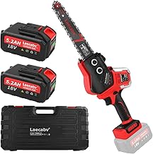 Laecabv 7 Inch Mini Chainsaw with 18 V 5.2 Ah Battery for Wood Cutting and Gardening (7 Inches with Batteries)