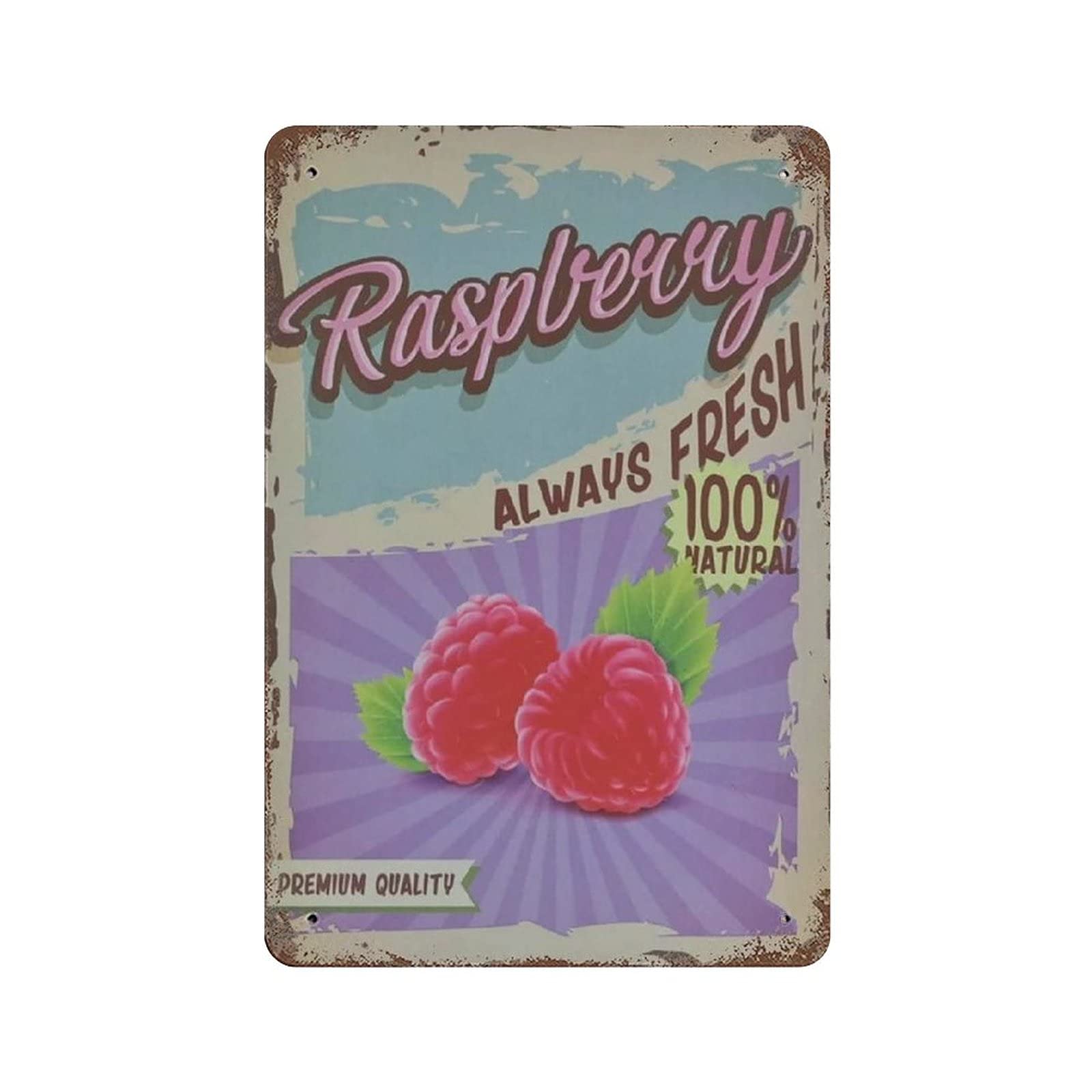 Raspberry Farm Fruit Metal Signs, Fun Poster For Bar Kitchen Cafe Farmhouse Wall Decor 12x8 Inch