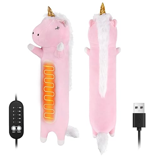 Unicorn Heating Pad for Period Cramps Menstrual Pain Relief, Portable Electric Heat Pads USB Powered, Cute Unicorn Toys Stuffed Animals Gifts, Funny Gift for Women Teen Girls Birthday Christmas