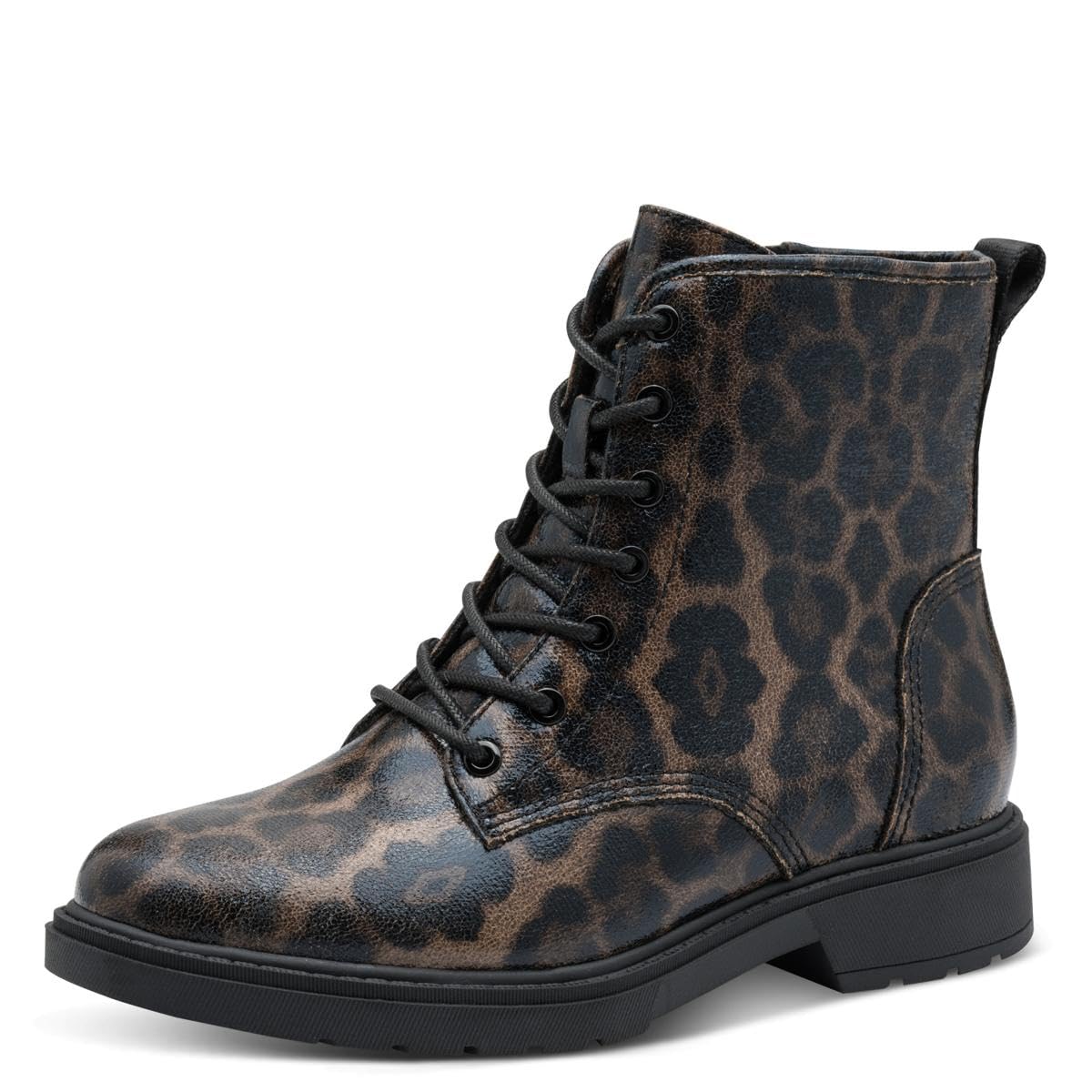 Jana Women’s Lace-Up Ankle Boots Vegan, Dark Leopard, 6,5 UK