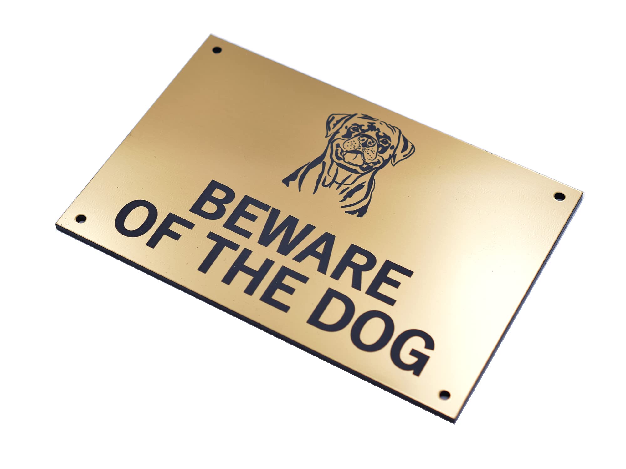Beware of the Dogs Sign - Easy to See Warning, Indoor/Outdoor Notice, Deterrent Sign (Small Dog, Gold Rottweiler)