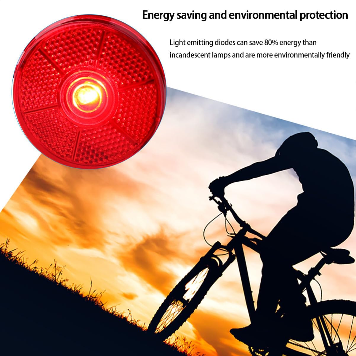 Sosoport 6piezas Luz De Advertencia Trasera para Bicicleta Lámpara De Señal Multifuncional Led Rojo Fácil Montaje Ahorro Energético del Compatible Bicicletas De Montaña y Urbanas