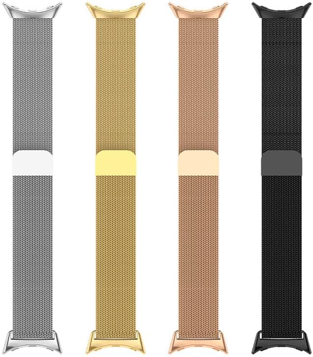 Miniatura 5 de TUNKARMOR Correas de reloj para Google Pixel 2022 con 2 protectores de pantalla de reloj ajustables de acero inoxidable con cierre magnético