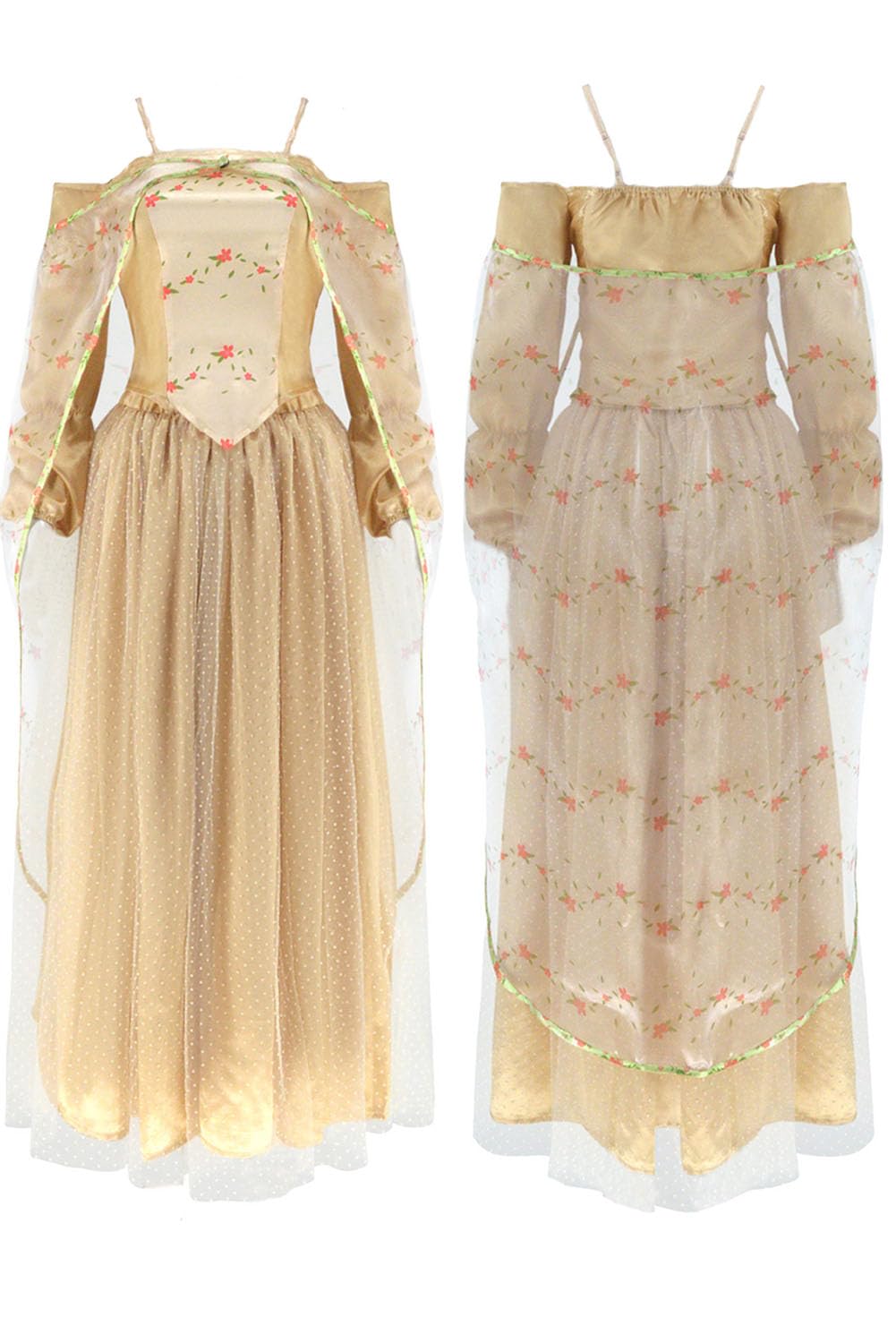 XCDAHAIL Women Padme Amidala Costume Yellow Dress with Headband Cloak Queen Amidala Cosplay Outfit for Halloween