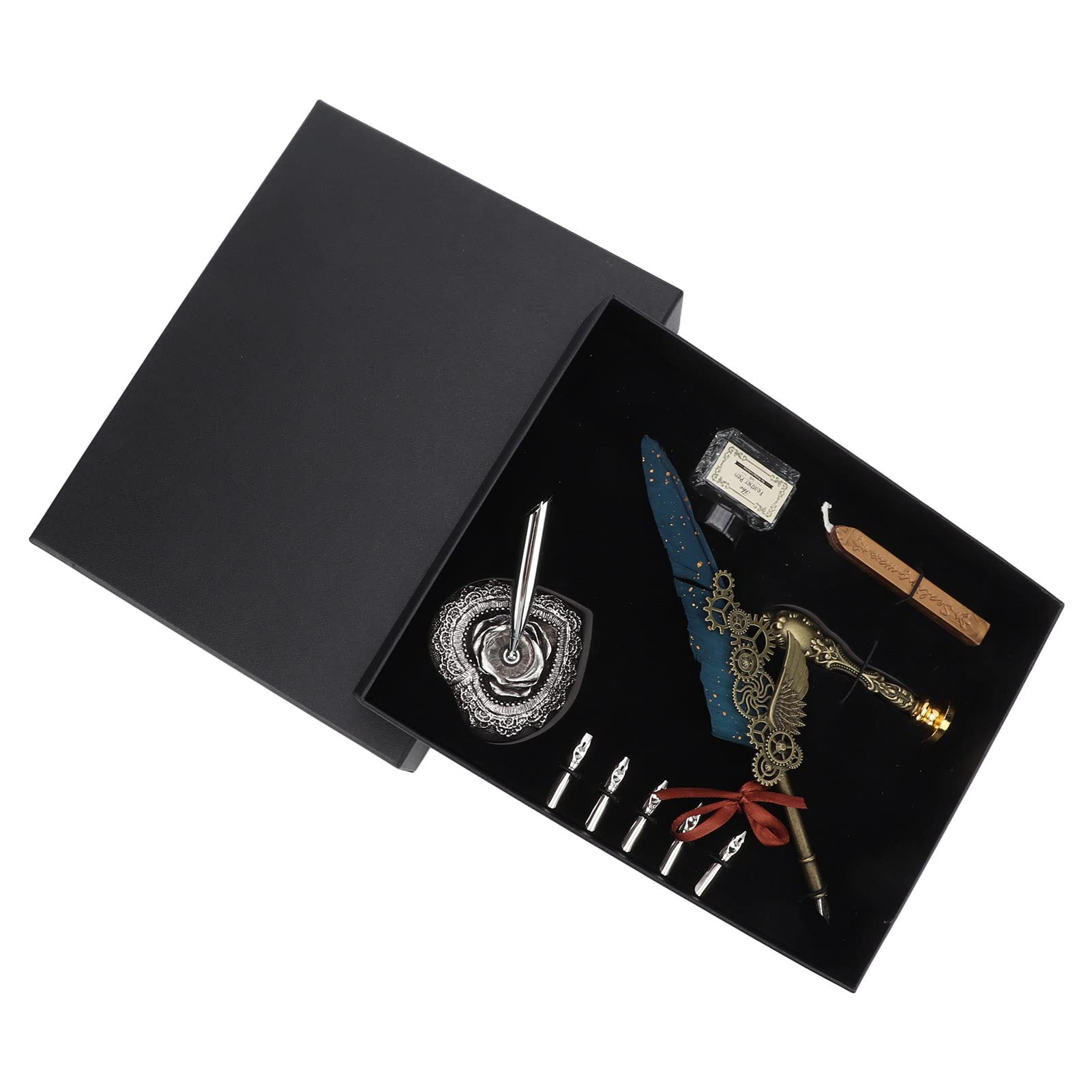 Juego de pluma Mavaol, portalápices de Metal, estilo Retro elegante, punta plana con grabado transparente, Kit de pluma de inmersión para escritura de 1 a 5mm/0,04 a 0,20 pulgadas (SP285733 sprinkled