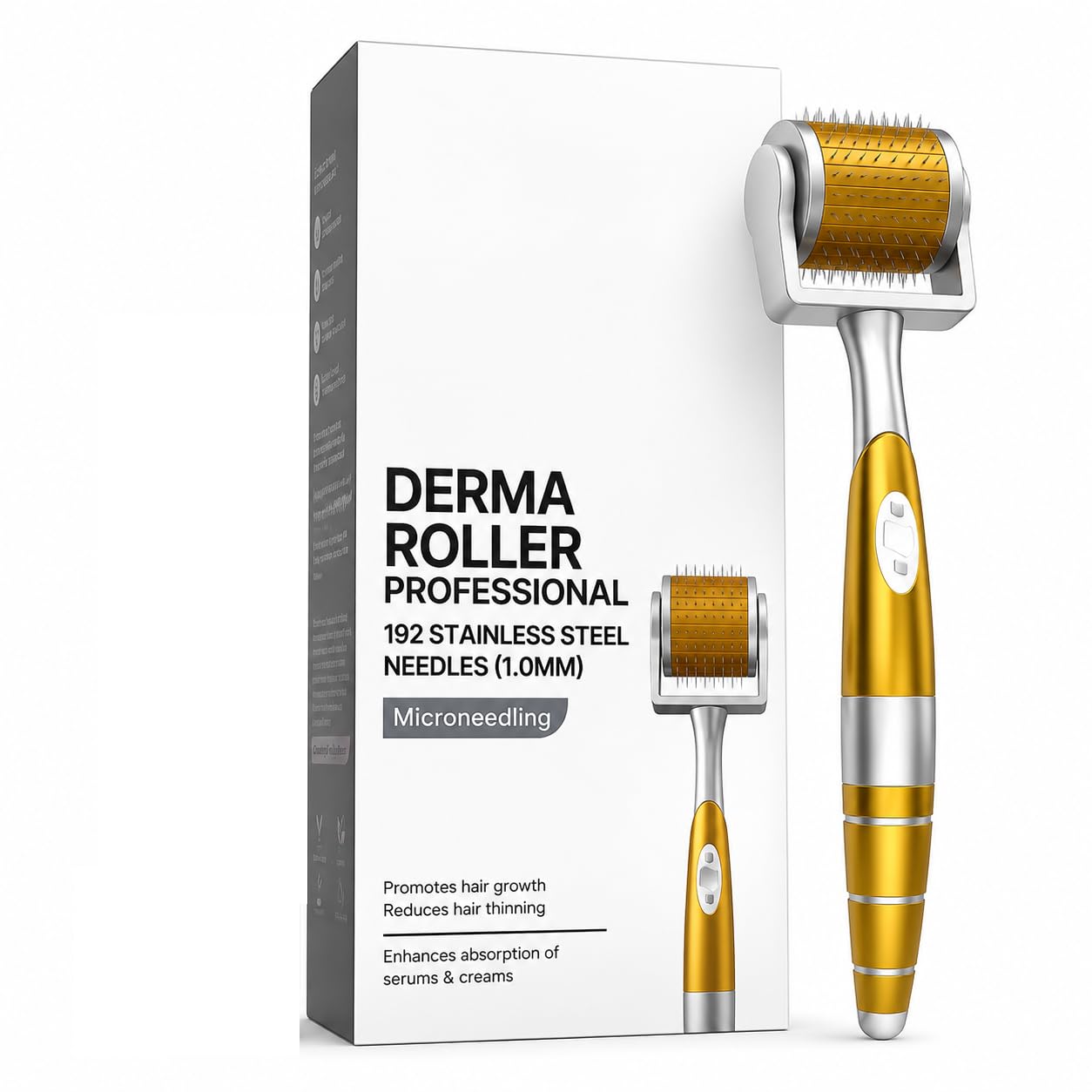 Derma Roller for Hair & Beard Care 1 mm | 192 Stainless Steel Microneedle Roller for Scalp, Face & Skin | Enhances Serum Absorption | Ergonomic Handle | Reusable for Men & Women-image-37