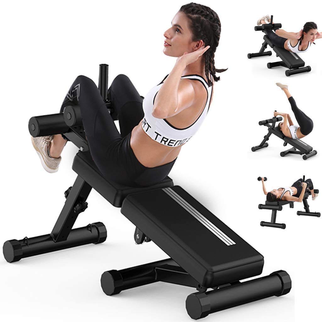 Max Strength Multi-Workout Bench, Foldable Sit-Up Abdominal Back Extension Strength Training Exercise Bench with Adjustable Height And Angle, Suitable Legs, Hands Whole Body Sport Weight lifting Bench