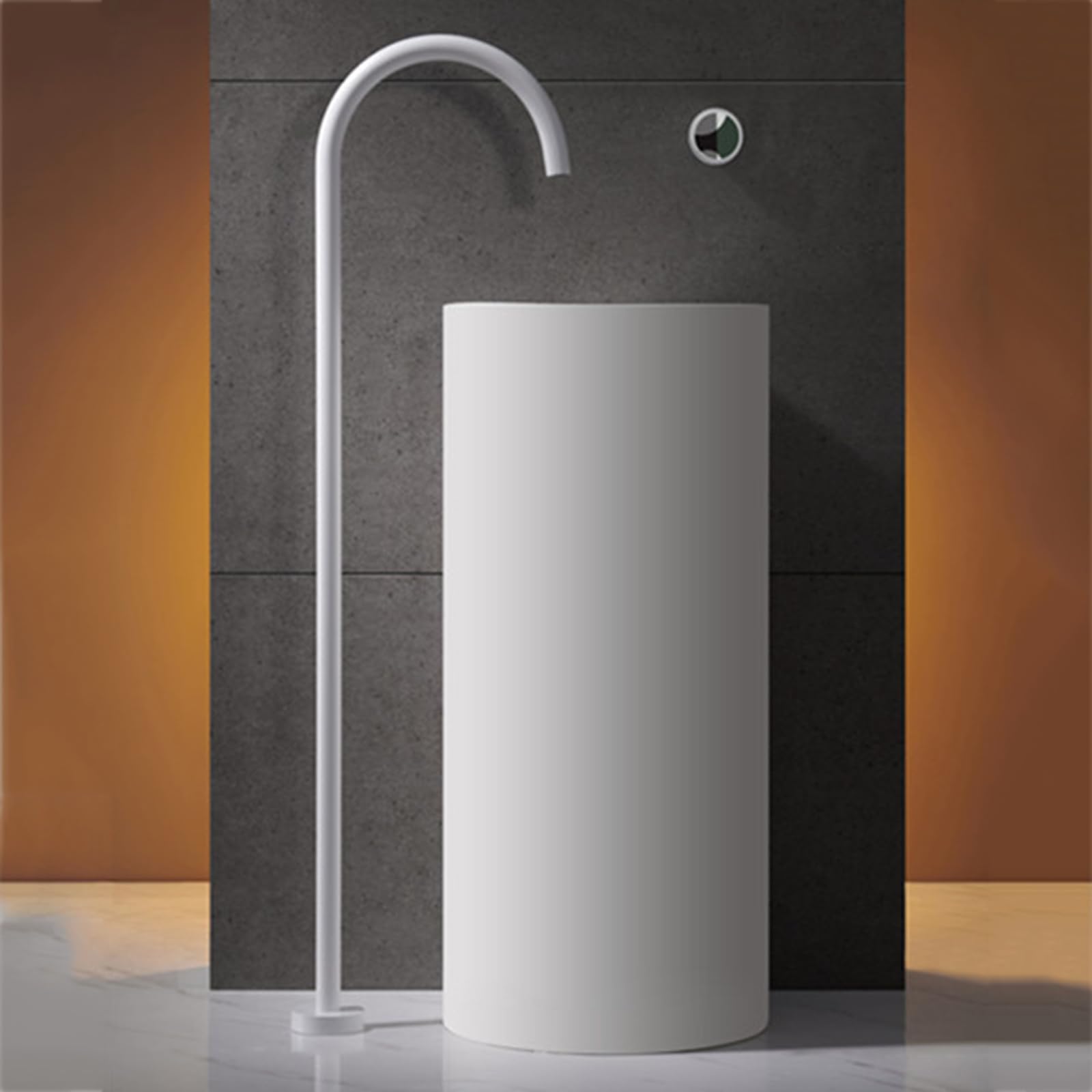 HADECOLL Freestanding Bath Mixer Tap Single Handle Hot And Cold Concealed Bath Taps Brass Wall Mounted, White,White