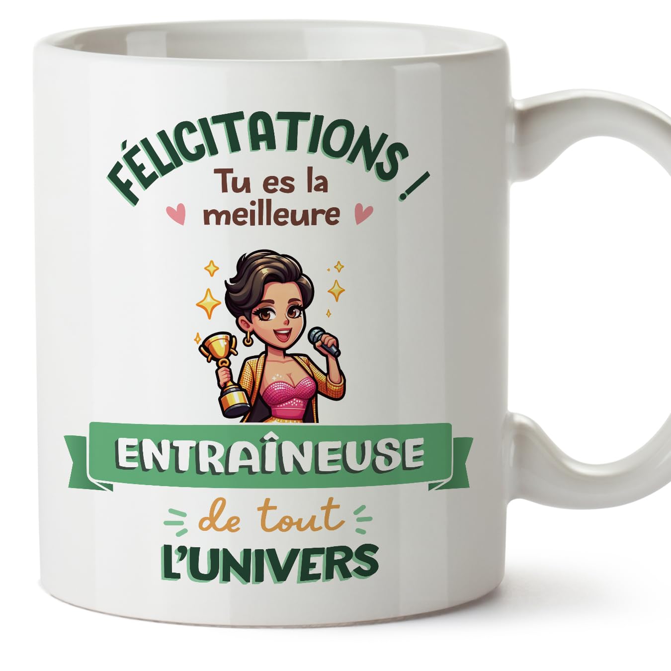 MUGFFINS Entertainer Woman Mug - in French - Meilleur Univers Trophée - Funny Gift for Colleagues - Ceramic 11oz Mug — image 1