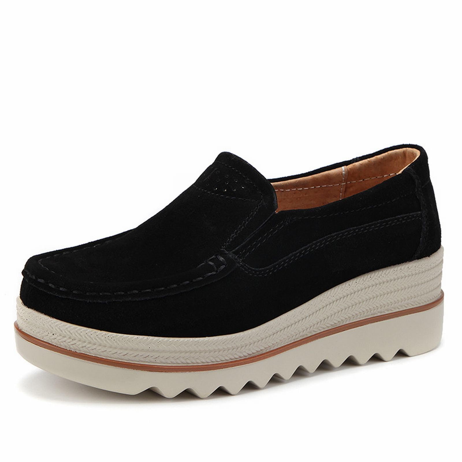 Mocasines de mujer con plataforma: mocasines cómodos y suaves mocasín de cuero mocasín mocasines ligeros transpirables, elegantes zapatos de negocios para deslizarse dentro zapatos ortopédicos para el