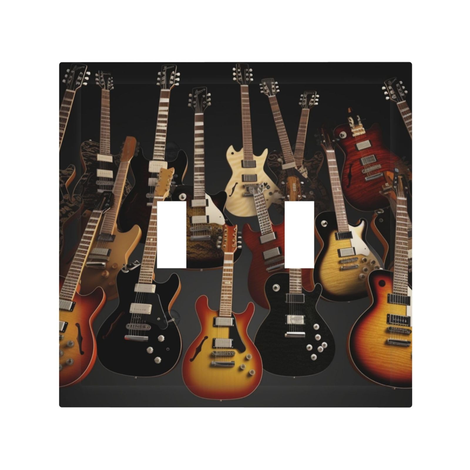 2-Gang Decorator Wall Plate Guitars Light Switch Cover Double Toggle Receptacle Wall Plate Mid Size 4.9" x 5" Wallplate Unbreakable Polycarbonate Outlet Faceplates Covers