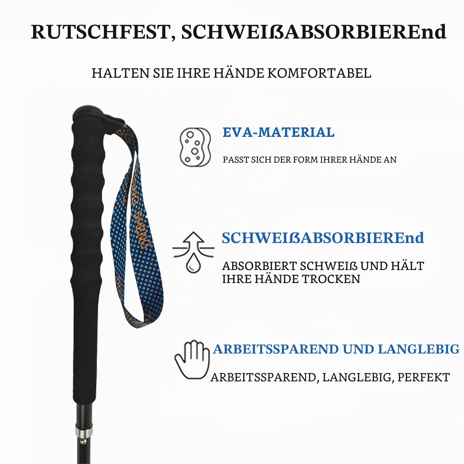 OKHEALING Ultraleichte Trekkingstöcke Faltbar 2er Set Ultraleicht Kohlefaser Trail Stöcke mit Feuchtigkeitstransport Griff mit Aufbewahrungstasche