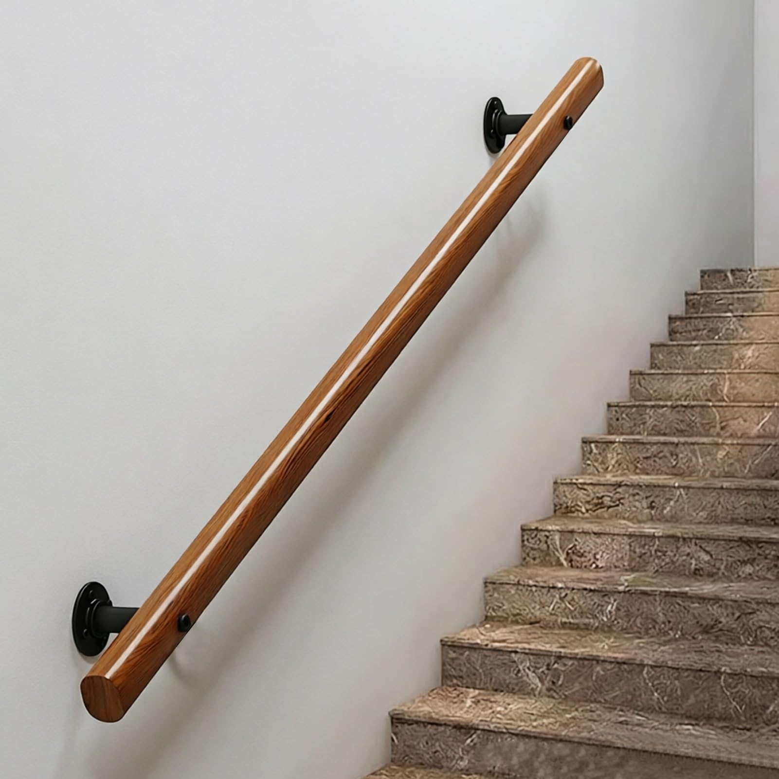 Dmchengma One Color 1Ft/2Ft//3Ft/4Ft/5Ft Wooden Staircase Handrails For Outdoor Or Indoor Steps, Safety Support Rod Non-Slip Grab Bar(8Ft/240Cm)