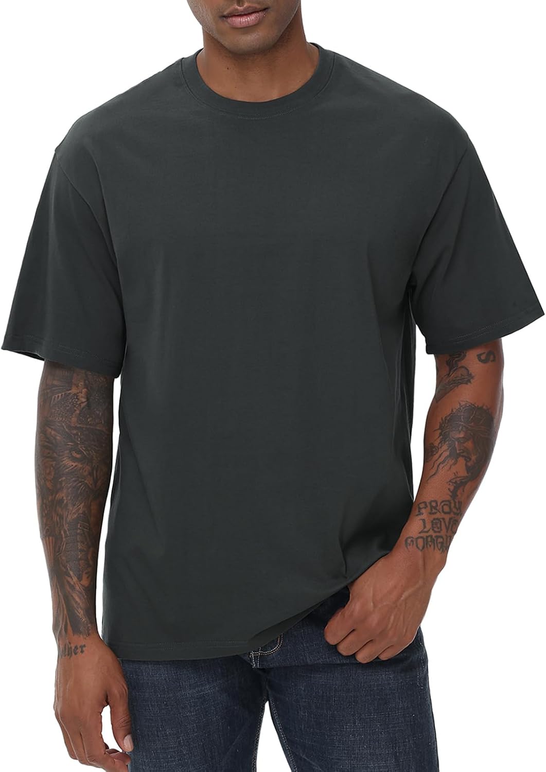 KEEPSHOWING Mens Cotton T Shirts Short Sleeve Crew Neck Basic T-Shirt Essentials Crewneck Cotton T-Shirts Tees for Men