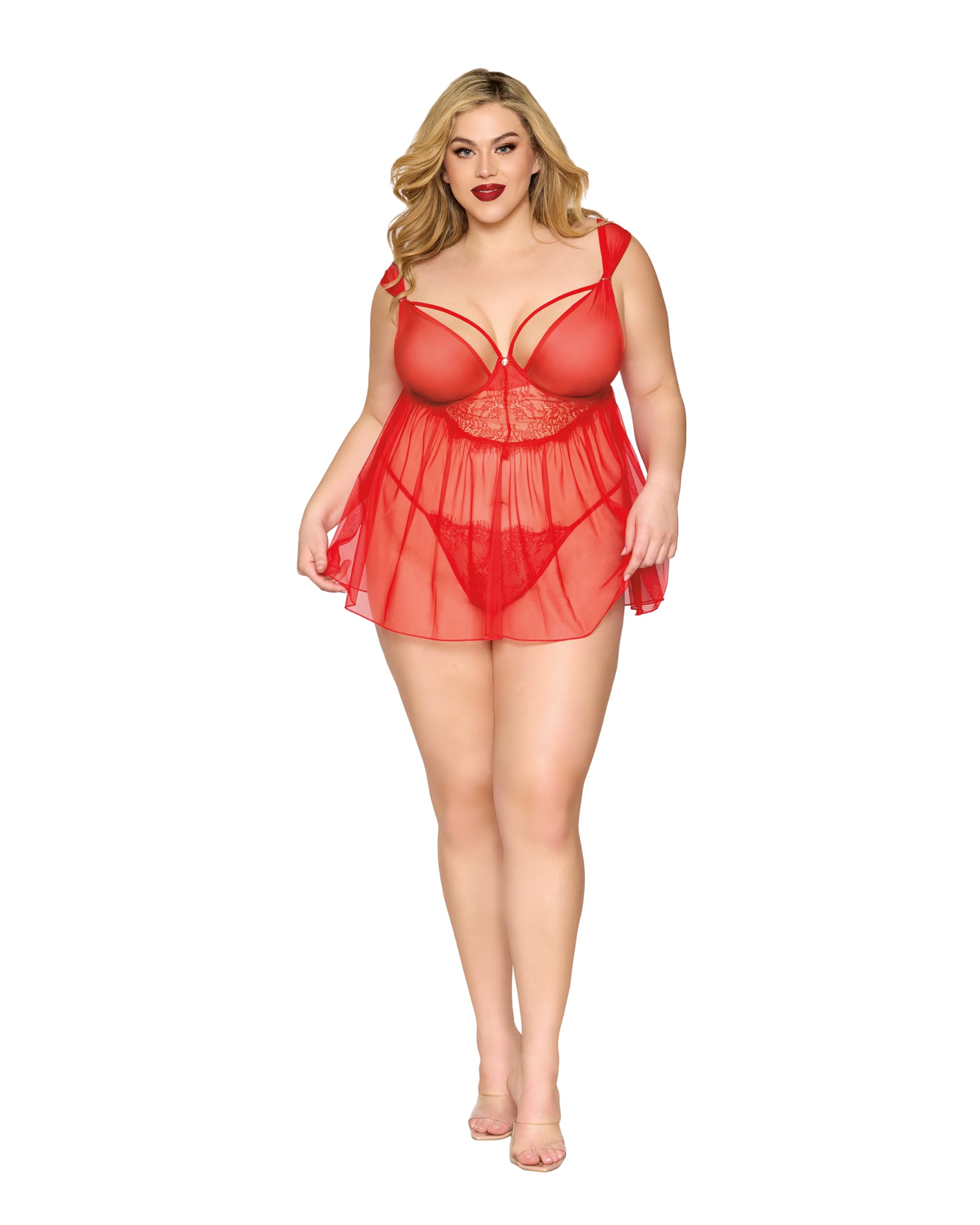 Dreamgirl Damen Plus Size Babydoll & G-String Nachthemd