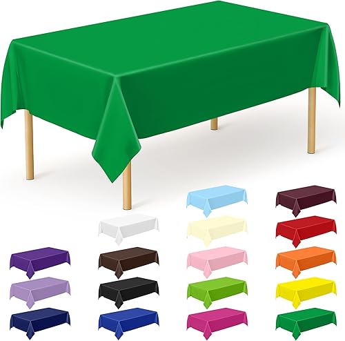 Miniatura 77 de Paquete de 4 manteles desechables de plástico para fiestas, 54" x 108" manteles rectangulares blancos y dorados, mantel impermeable para mesas Punto