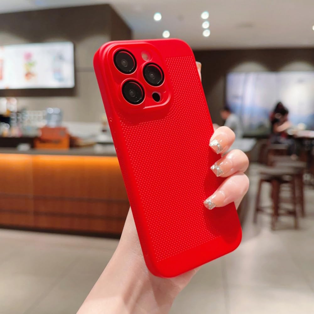 Housse silicone pour iPhone 14 Pro Max respirante avec protection d'objectif rouge - 7