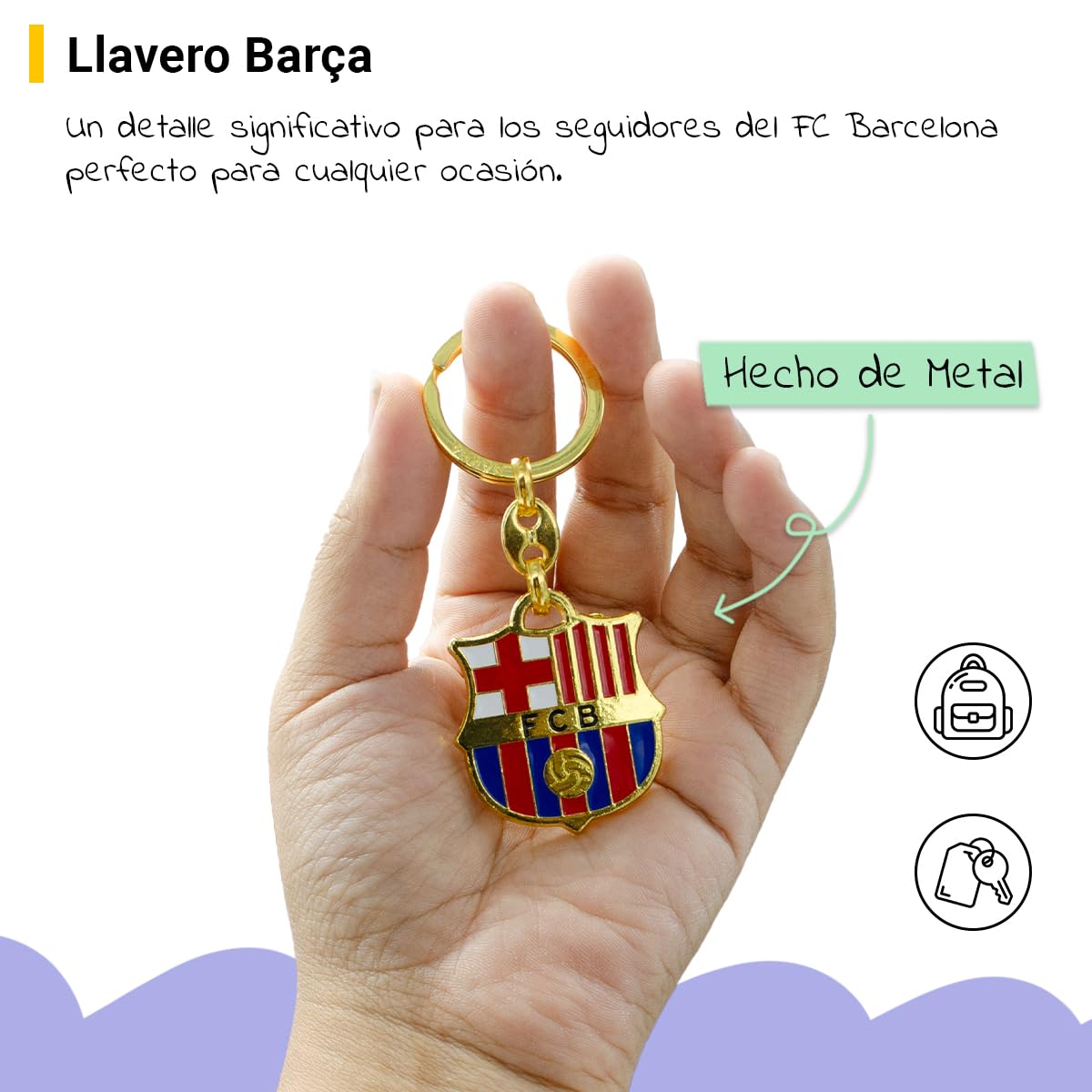 ms móvil shop Llavero Oficial Barcelona FC con Pin Extra con Circonita | Escudo Metálico Dorado | Tamaño 90 mm | Accesorio Resistente para Llaves y Mochila | Regalo para Aficionados